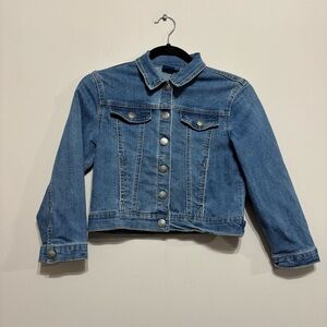 Disney Encanto floral back blue jean jacket size